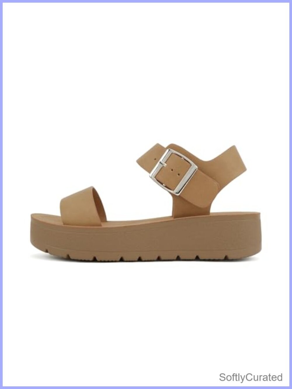 Soda Papaya Open Toe Multi-Strap Flatform Sandals